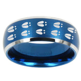 10mm Deer Tracks Dome Brushed Blue 2 Tone Tungsten Carbide Personalized Ring