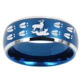 10mm Deer Hunting Tracks Dome Brushed Blue 2 Tone Tungsten Carbide Promise Ring