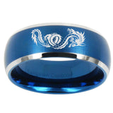 10mm Dragon Dome Brushed Blue 2 Tone Tungsten Carbide Mens Engagement Band