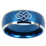 10mm Infinity Love Dome Brushed Blue 2 Tone Tungsten Men's Engagement Band