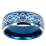 10mm Celtic Braided Dome Brushed Blue 2 Tone Tungsten Mens Wedding Band