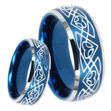 8mm Celtic Braided Dome Brushed Blue 2 Tone Tungsten Mens Promise Ring