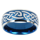 10mm Celtic Knot Infinity Love Dome Brushed Blue 2 Tone Tungsten Mens Wedding Band