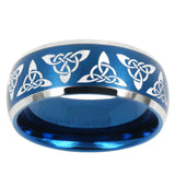 10mm Celtic Knot Dome Brushed Blue 2 Tone Tungsten Mens Wedding Band