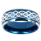 10mm Celtic Knot Dome Brushed Blue 2 Tone Tungsten Carbide Engagement Ring