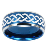 10mm Laser Celtic Knot Dome Brushed Blue 2 Tone Tungsten Mens Wedding Band