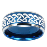 10mm Celtic Knot Love Dome Brushed Blue 2 Tone Tungsten Mens Wedding Band